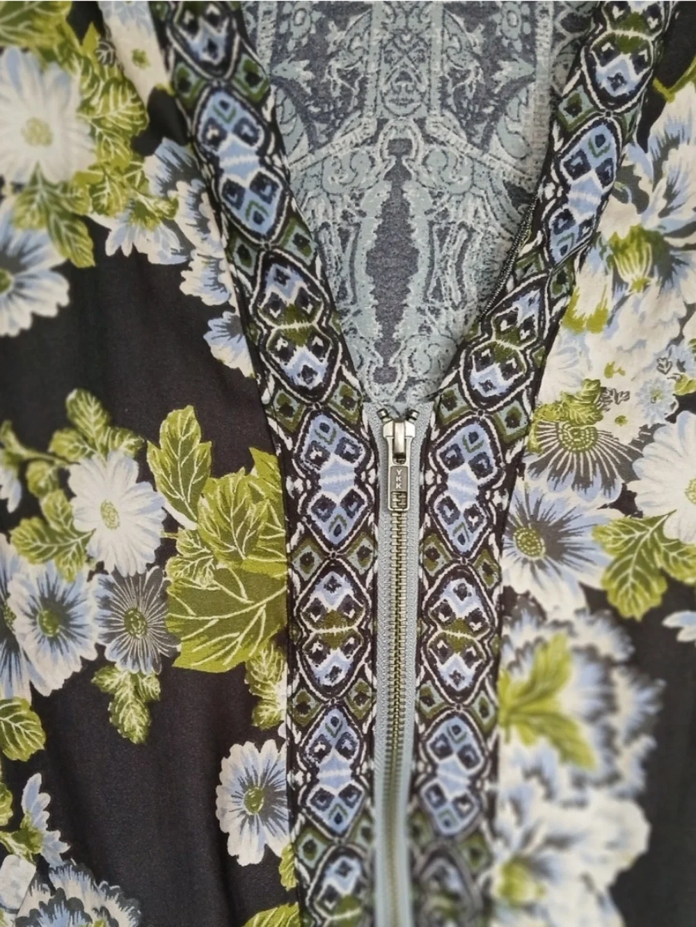 Free People Wildflower Kimono Floral Print Chiffon Zip Front Size M/L Cinch Tie